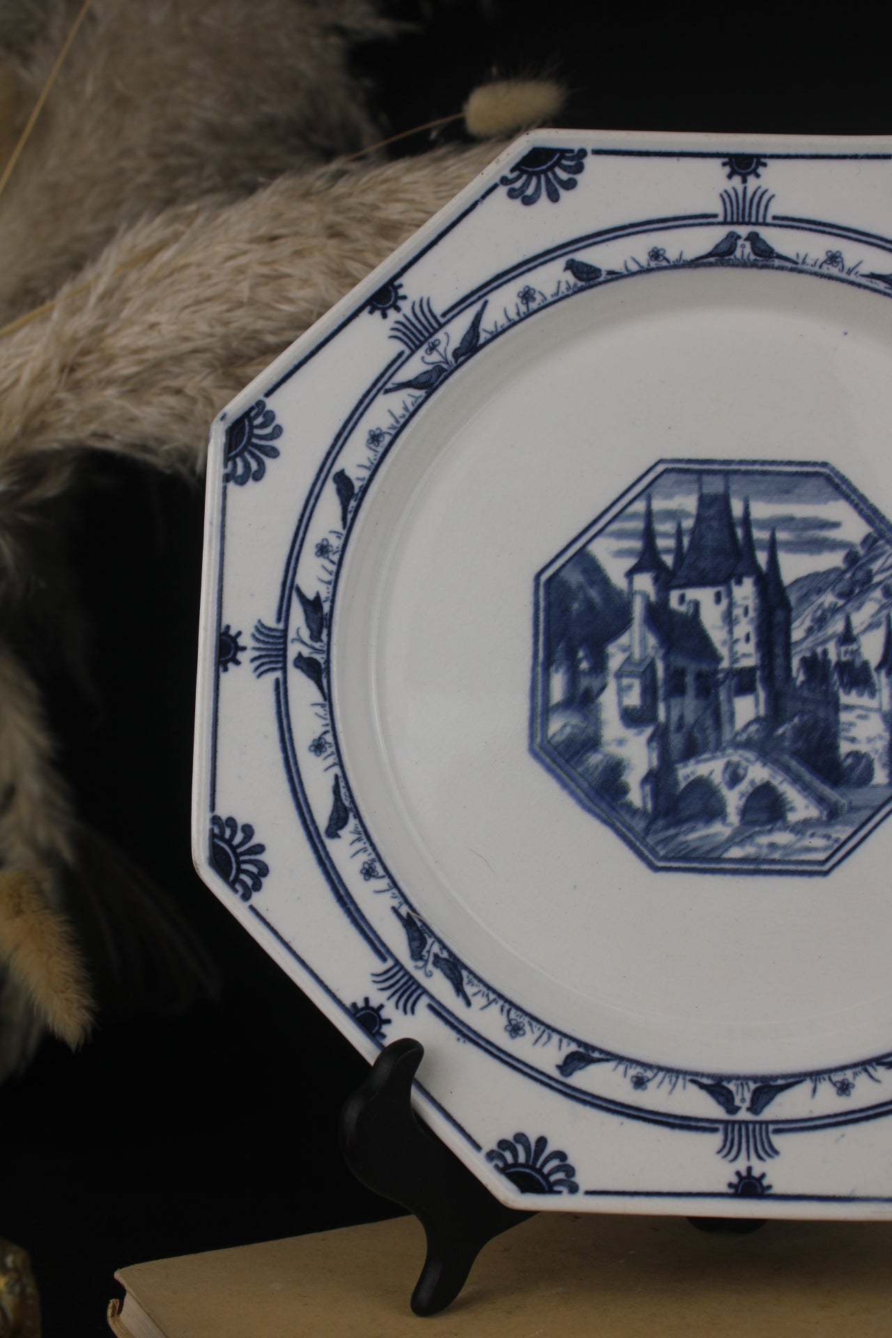 Minton Blue and White Octagonal Plate