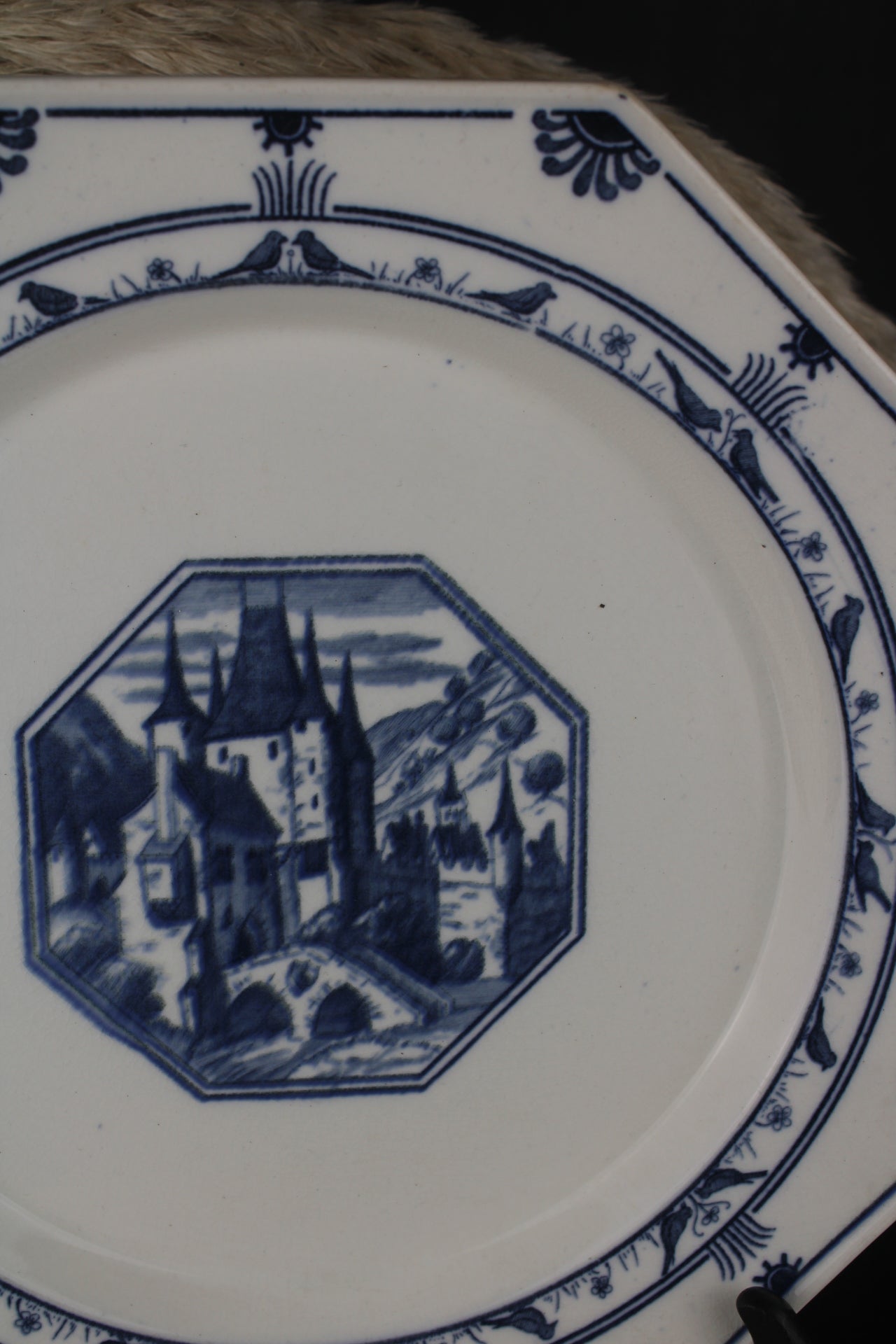 Minton Blue and White Octagonal Plate