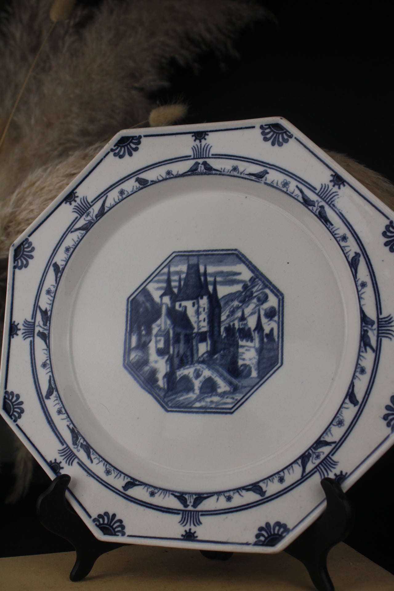 Minton Blue and White Octagonal Plate