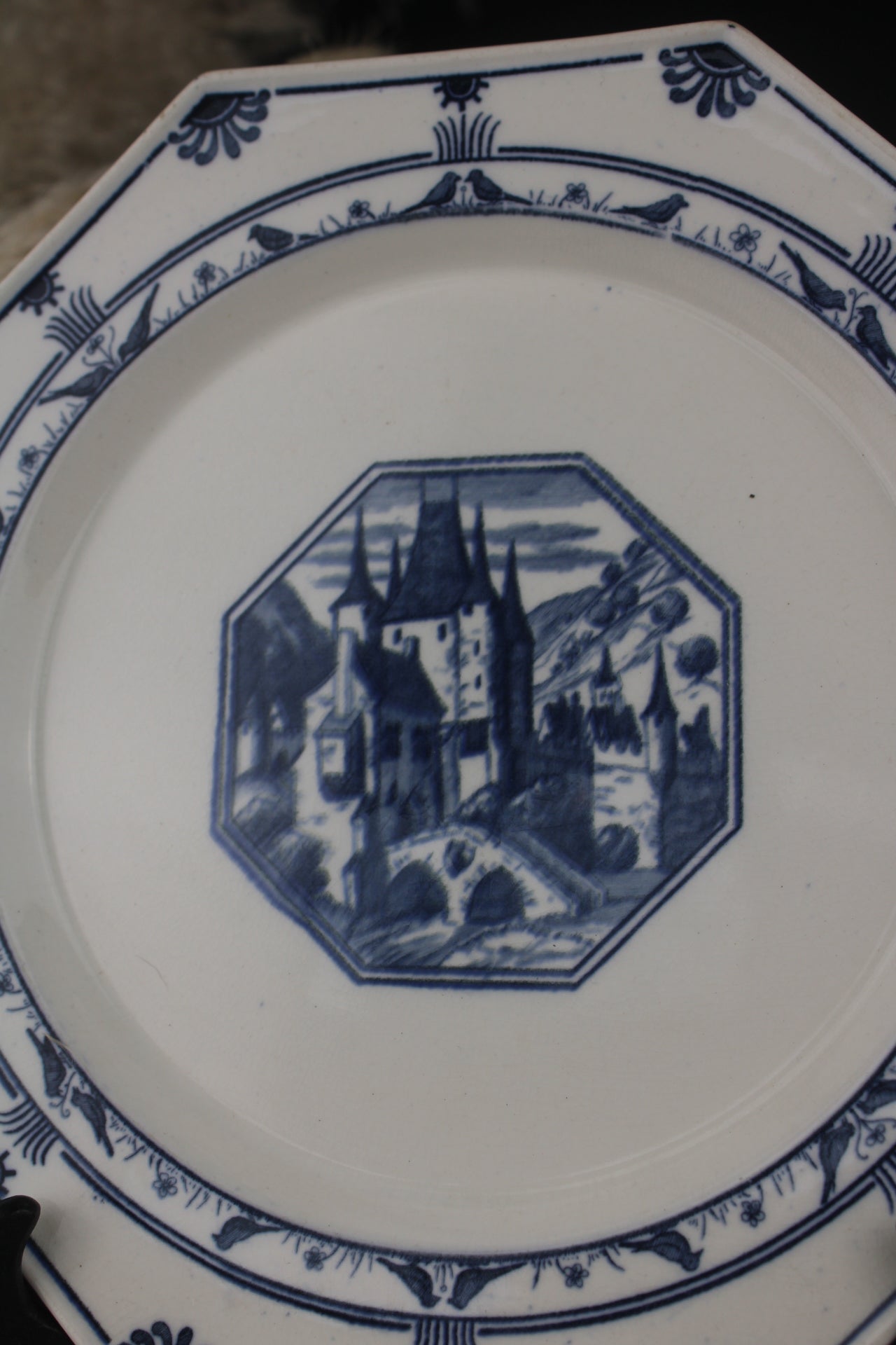 Minton Blue and White Octagonal Plate