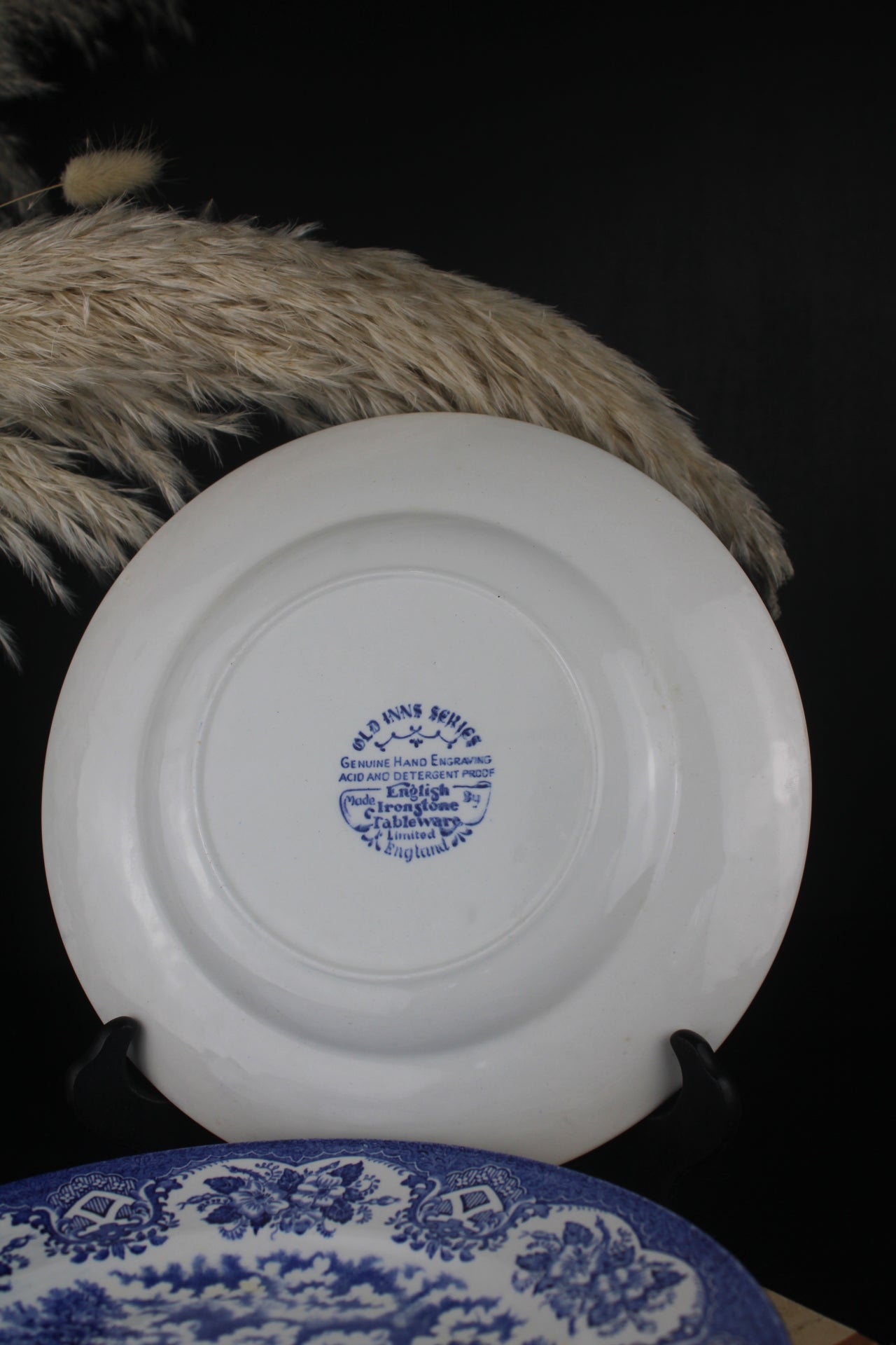 Set of 4 Old Inn Series Ironstone Blue and White Plates