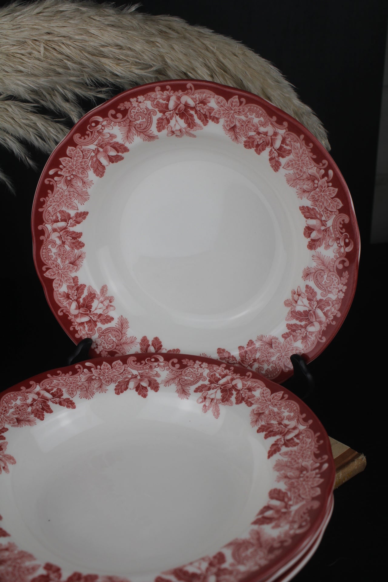 Set of 4 Spode Winters Scene Pink Pasta Bowls