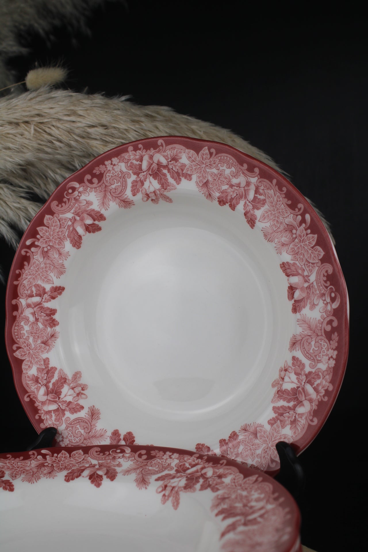 Set of 4 Spode Winters Scene Pink Pasta Bowls