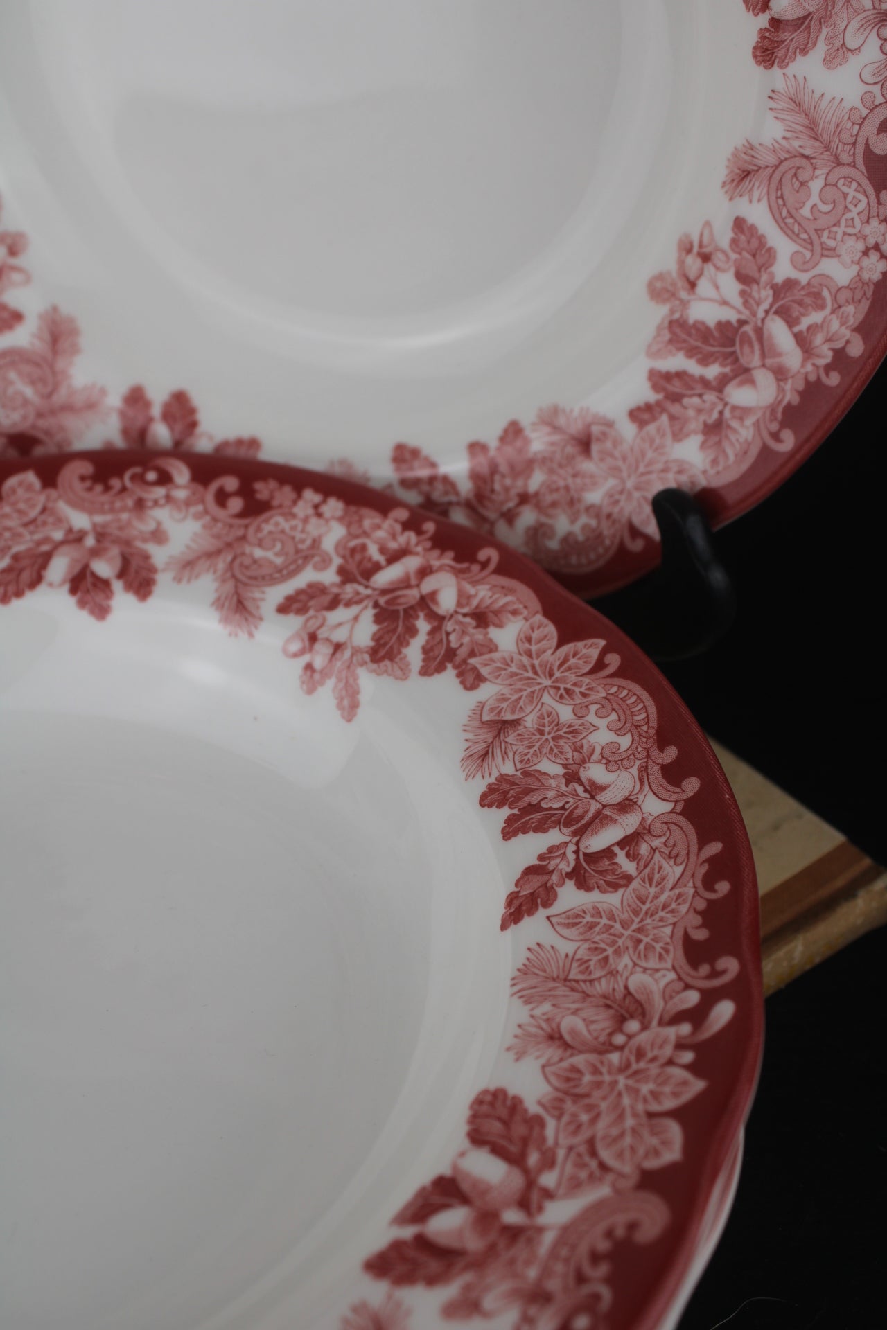 Set of 4 Spode Winters Scene Pink Pasta Bowls