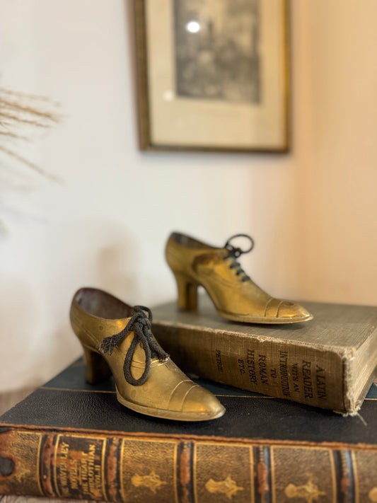 Pair of Brass Vintage Heeled Shoes