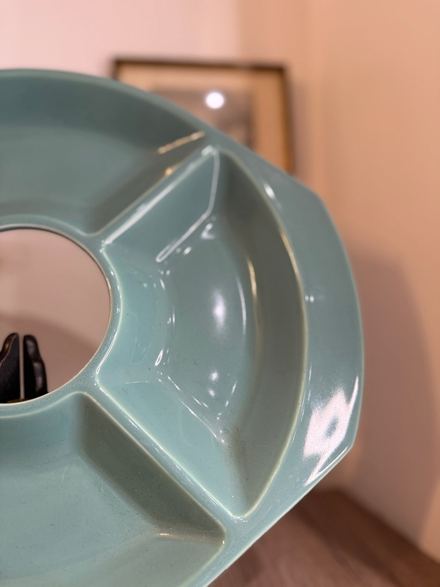 Poole Pottery Green Sectioned Serving Nibbles Snack Platter