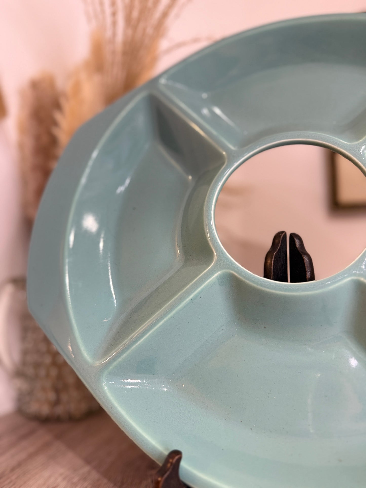 Poole Pottery Green Sectioned Serving Nibbles Snack Platter