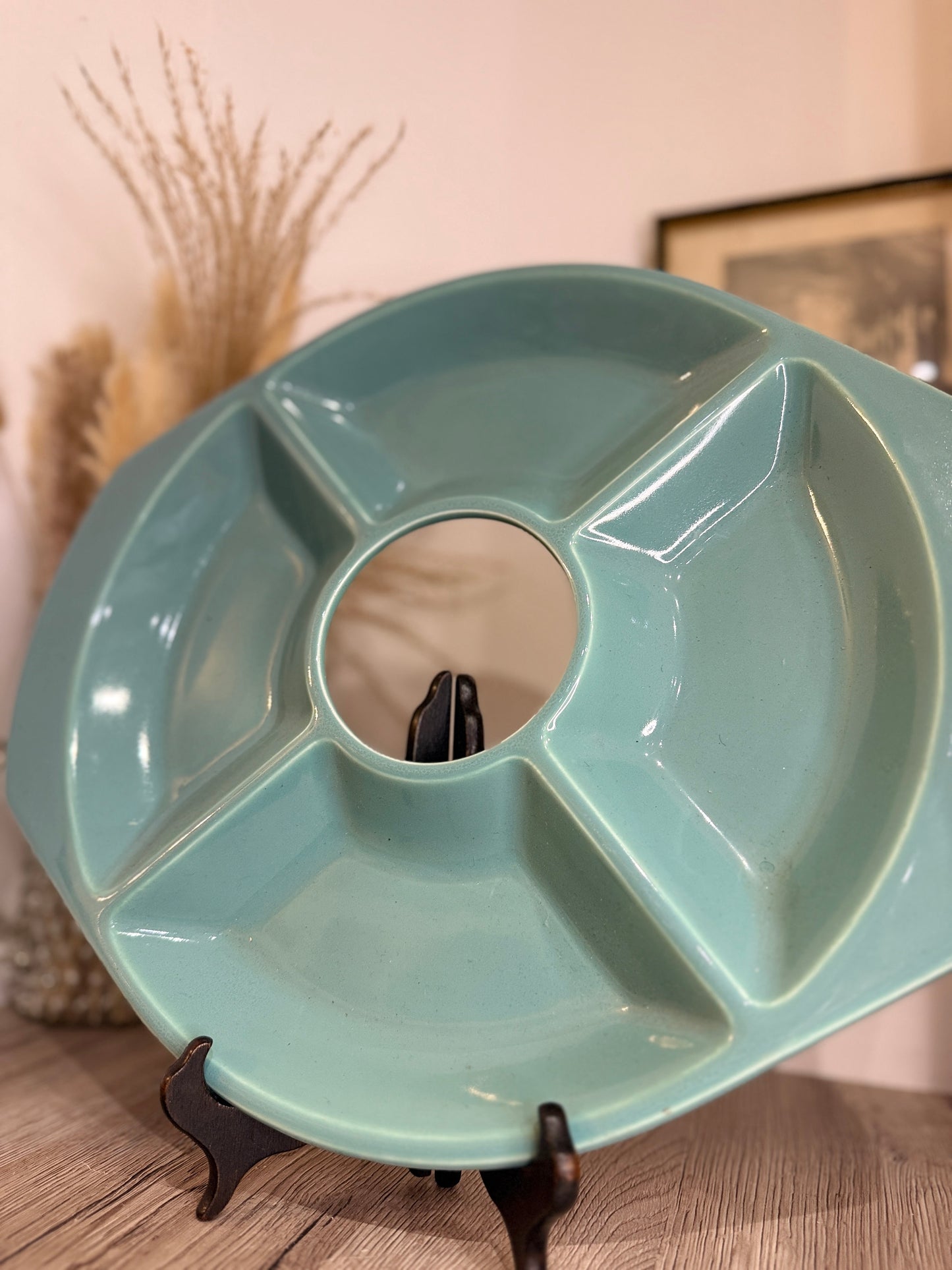 Poole Pottery Green Sectioned Serving Nibbles Snack Platter