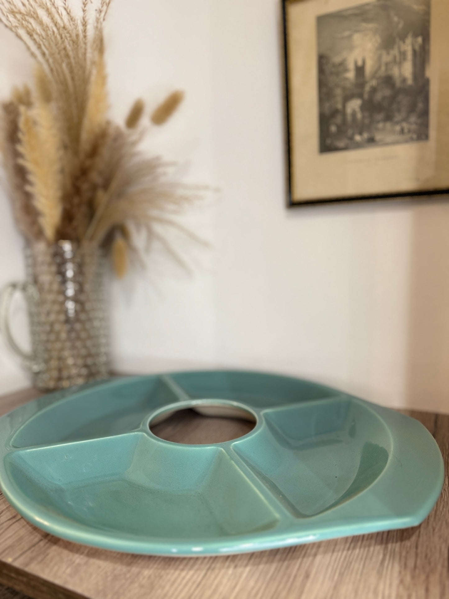 Poole Pottery Green Sectioned Serving Nibbles Snack Platter