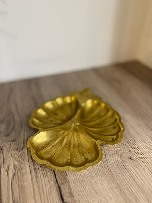 Brass Clover Vintage Trinket Tray