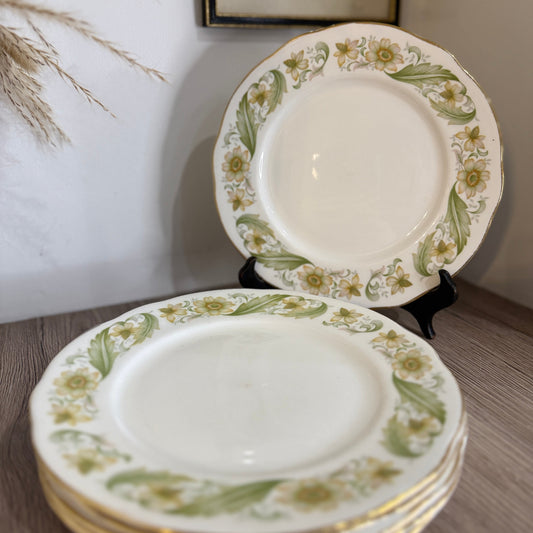 Set of 6 Duchess Floral Green Sleeves Large Side Plates