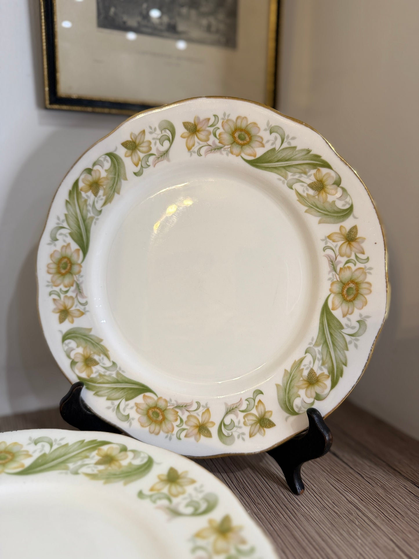 Set of 6 Duchess Floral Green Sleeves Large Side Plates