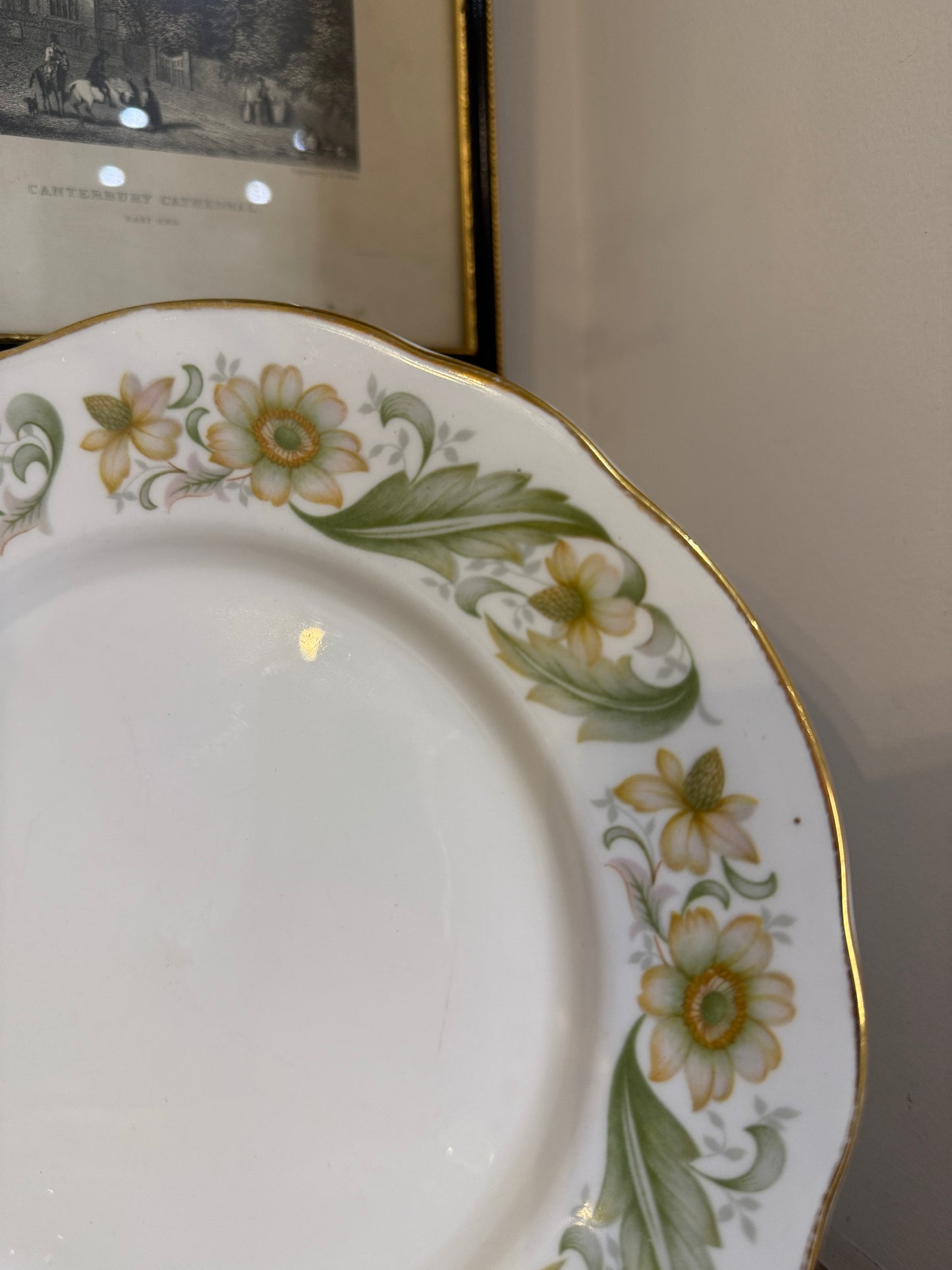 Set of 6 Duchess Floral Green Sleeves Large Side Plates