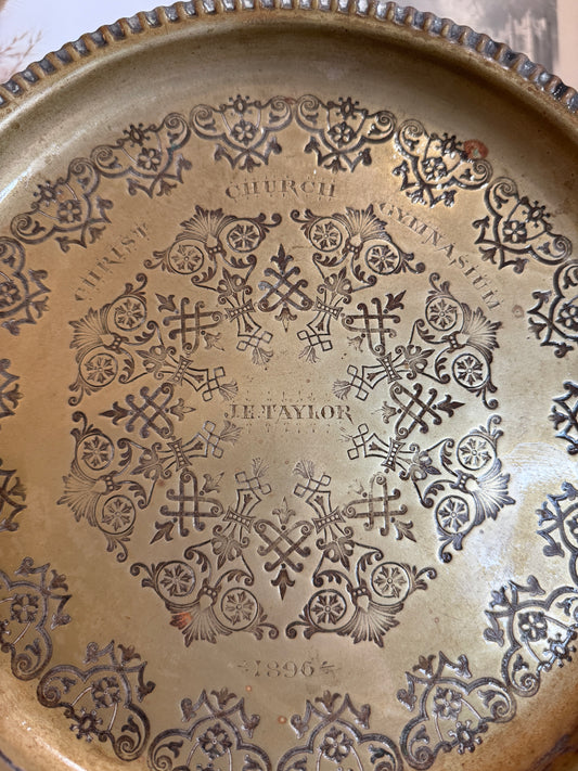 Antique Metal Sport Trophy Plate Awarded in 1896