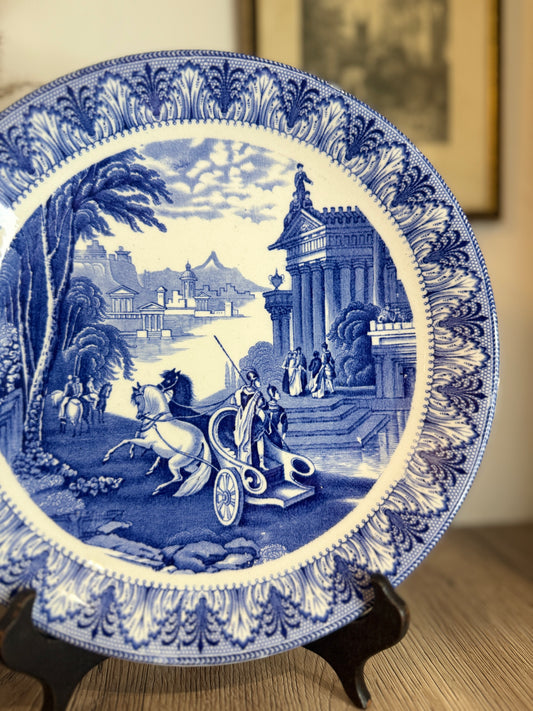 Blue and White Roman Scene Plate