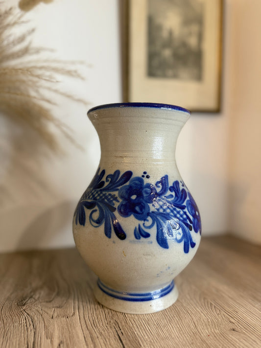 Gres De La Roche Salt Glazed Blue and Grey Vase