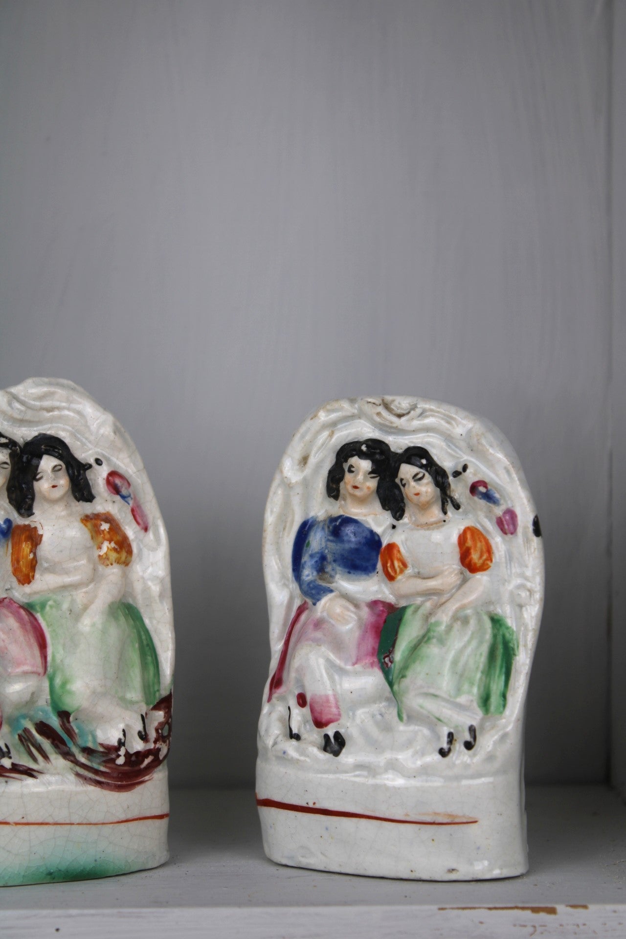 Pair of Small Staffordshire Flatback Figurines