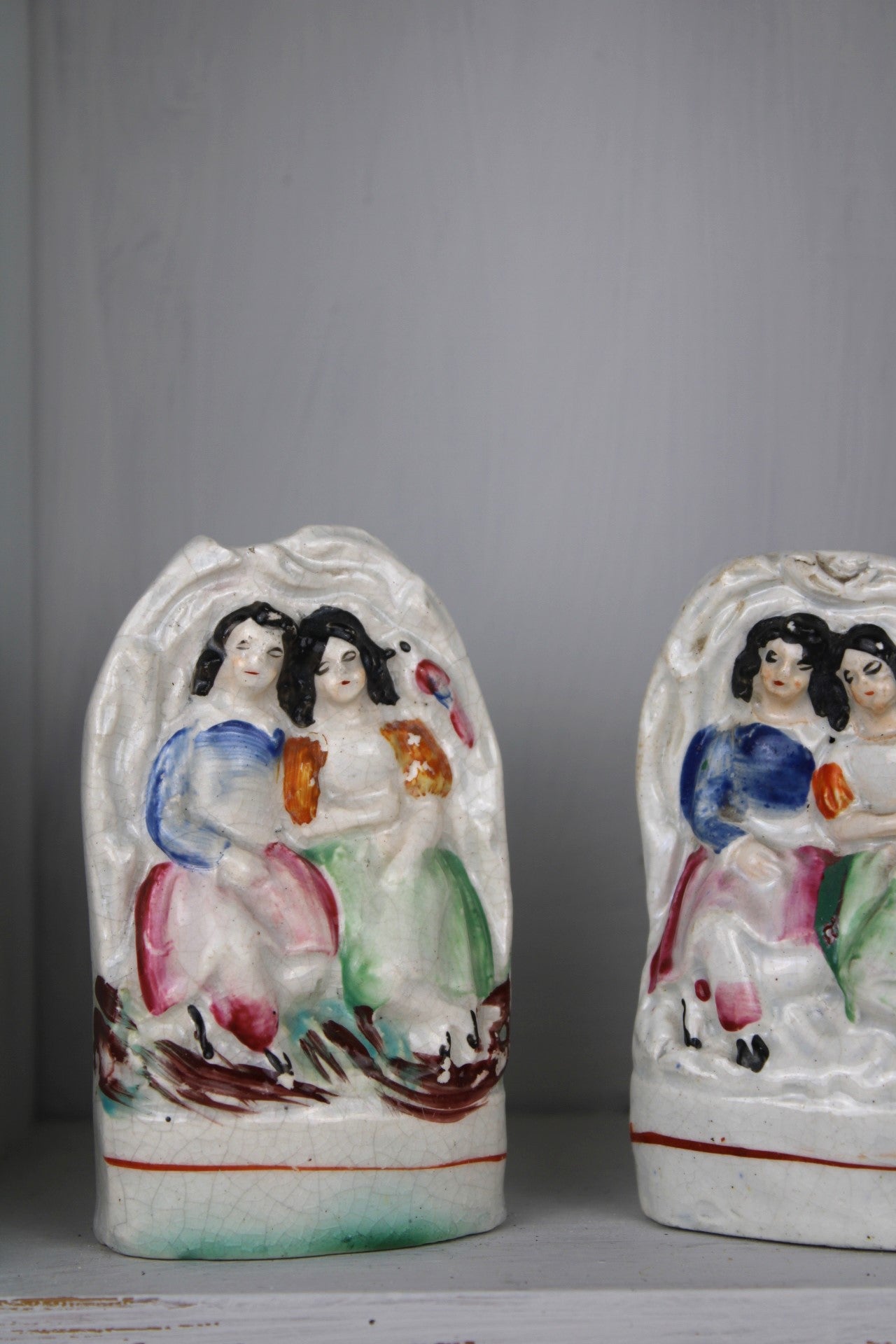 Pair of Small Staffordshire Flatback Figurines
