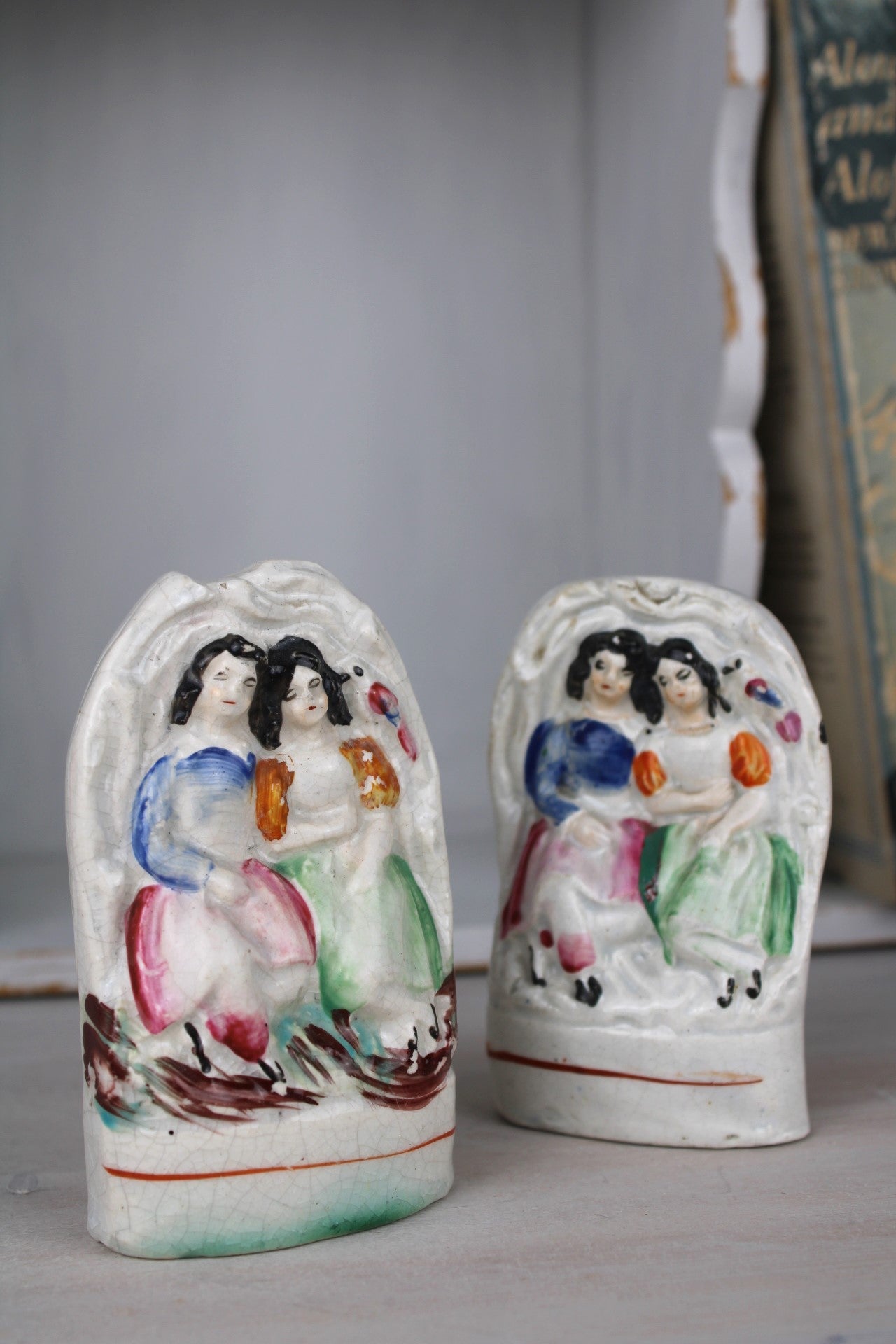 Pair of Small Staffordshire Flatback Figurines