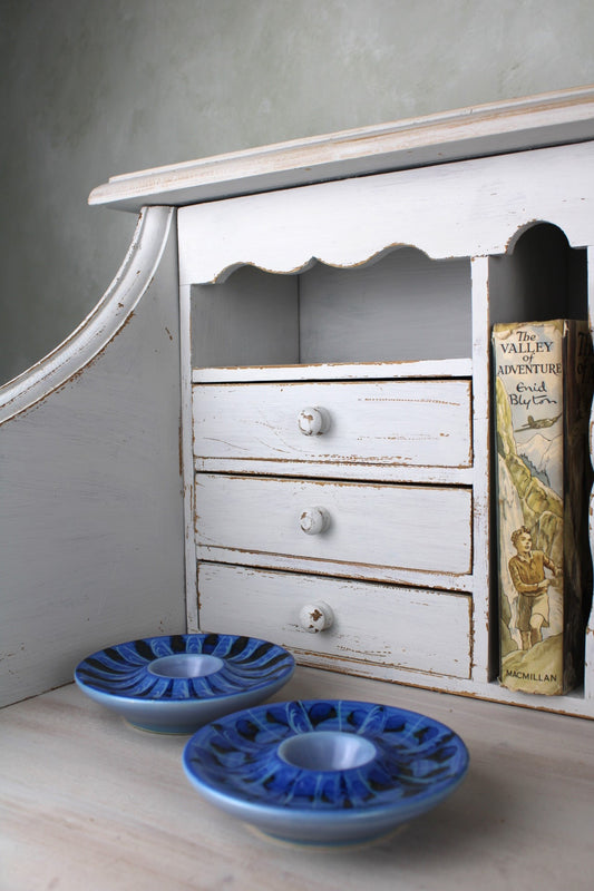 Pair of Blue Plate Style Candle Holders