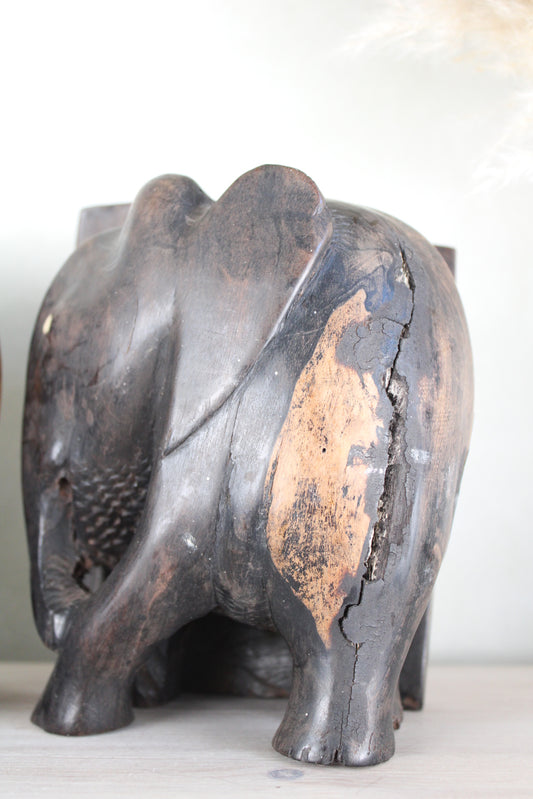 Pair of Solid Wood Elephant Bookends