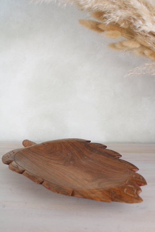 Carved Wood Leaf Tray