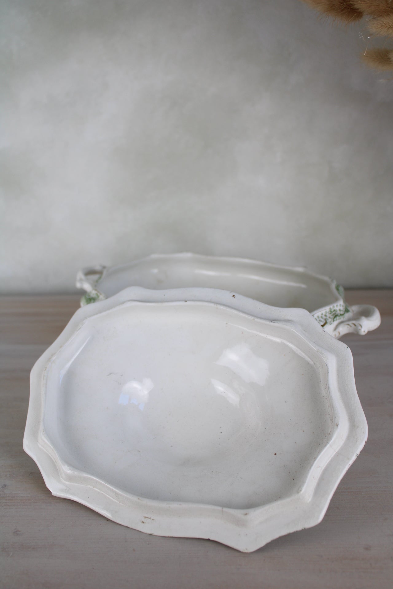 Waterloo Potteries Cromer Tureen with Serving Ladle in Green Leaf Design