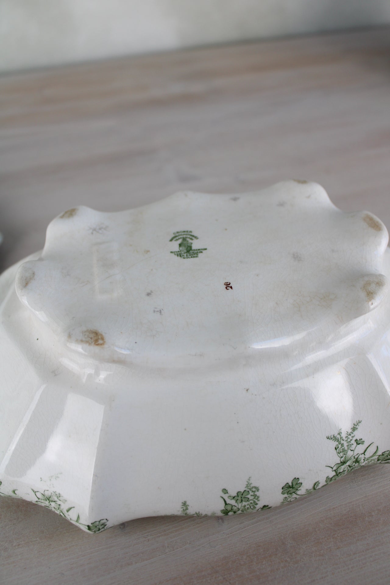 Waterloo Potteries Cromer Tureen with Serving Ladle in Green Leaf Design