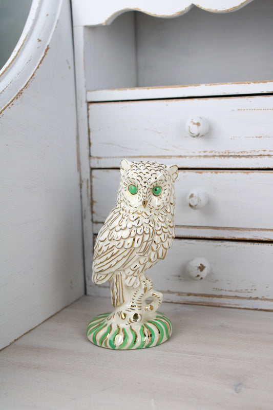 Porcelain Gold Detailed Owl Figurine