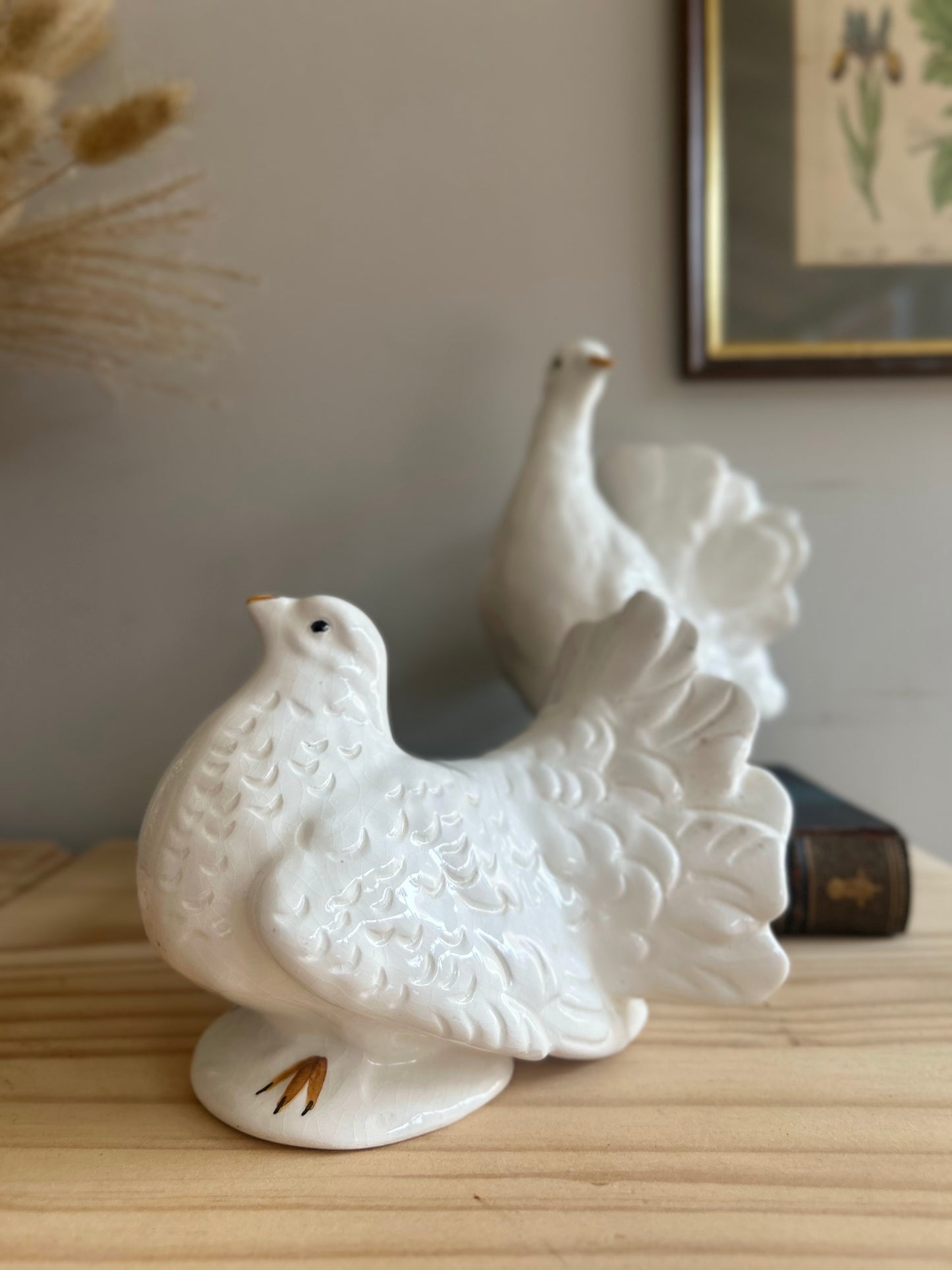 Pair of Portuguese Ceramic Doves