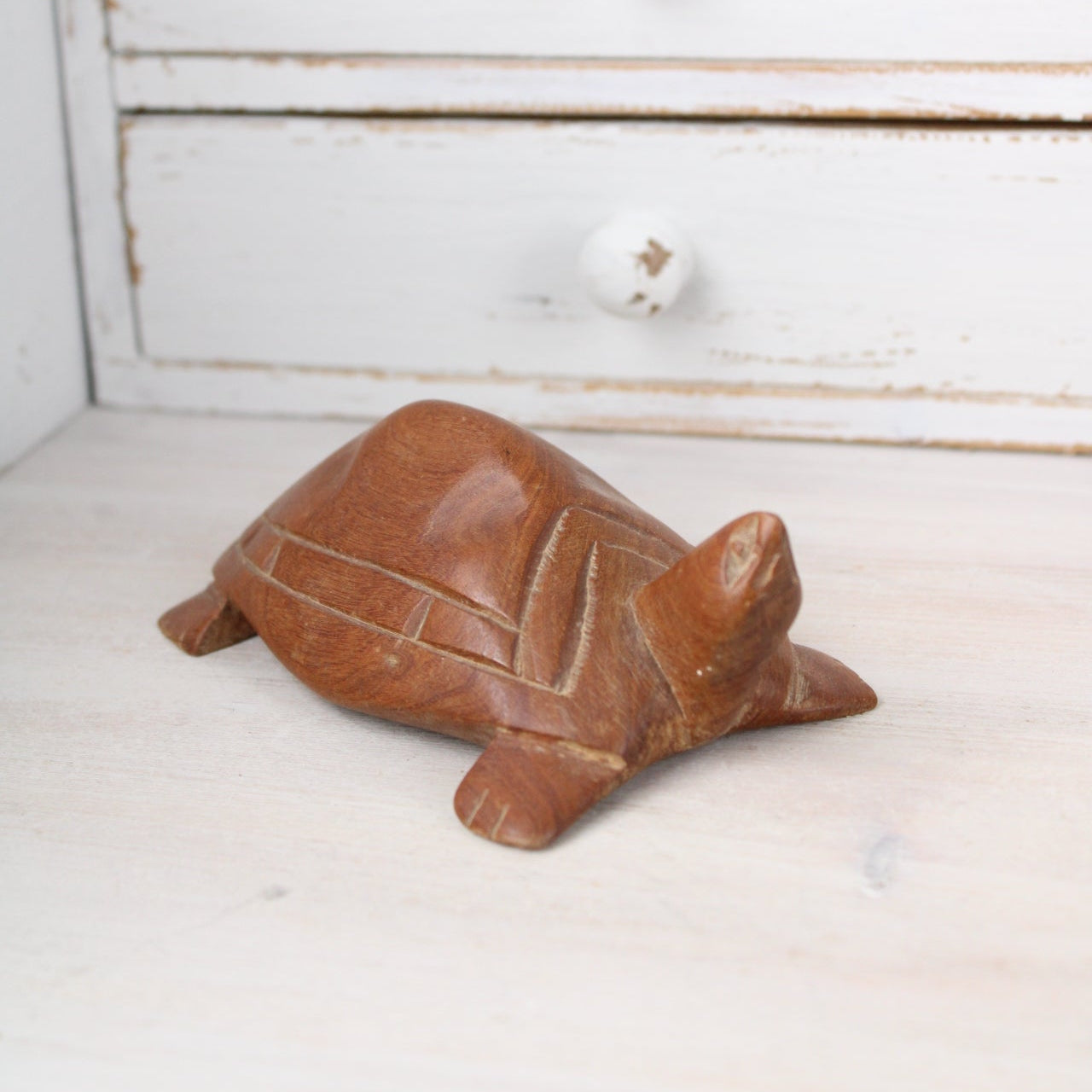 Teak Wooden Vintage Tortoise Figurine
