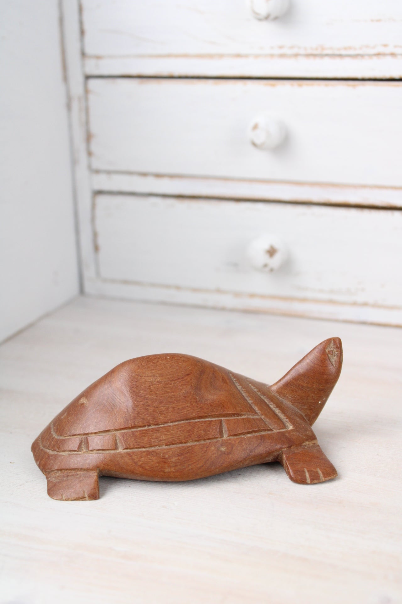 Teak Wooden Vintage Tortoise Figurine