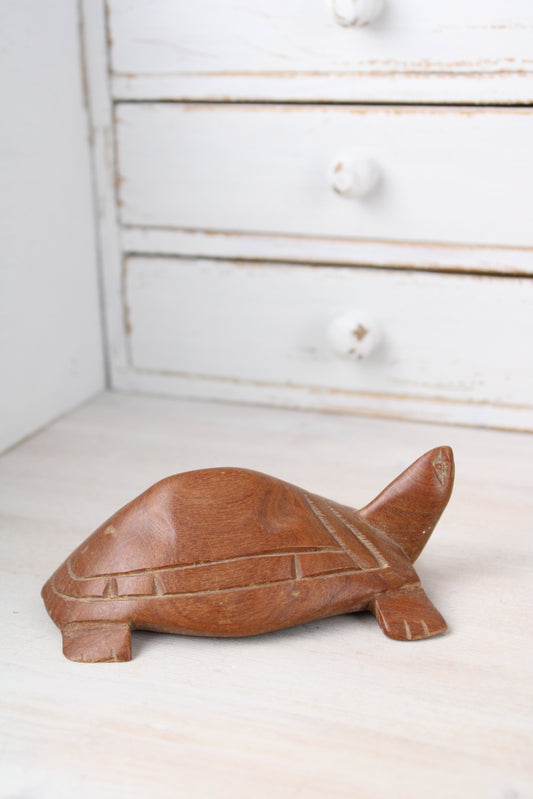 Teak Wooden Vintage Tortoise Figurine