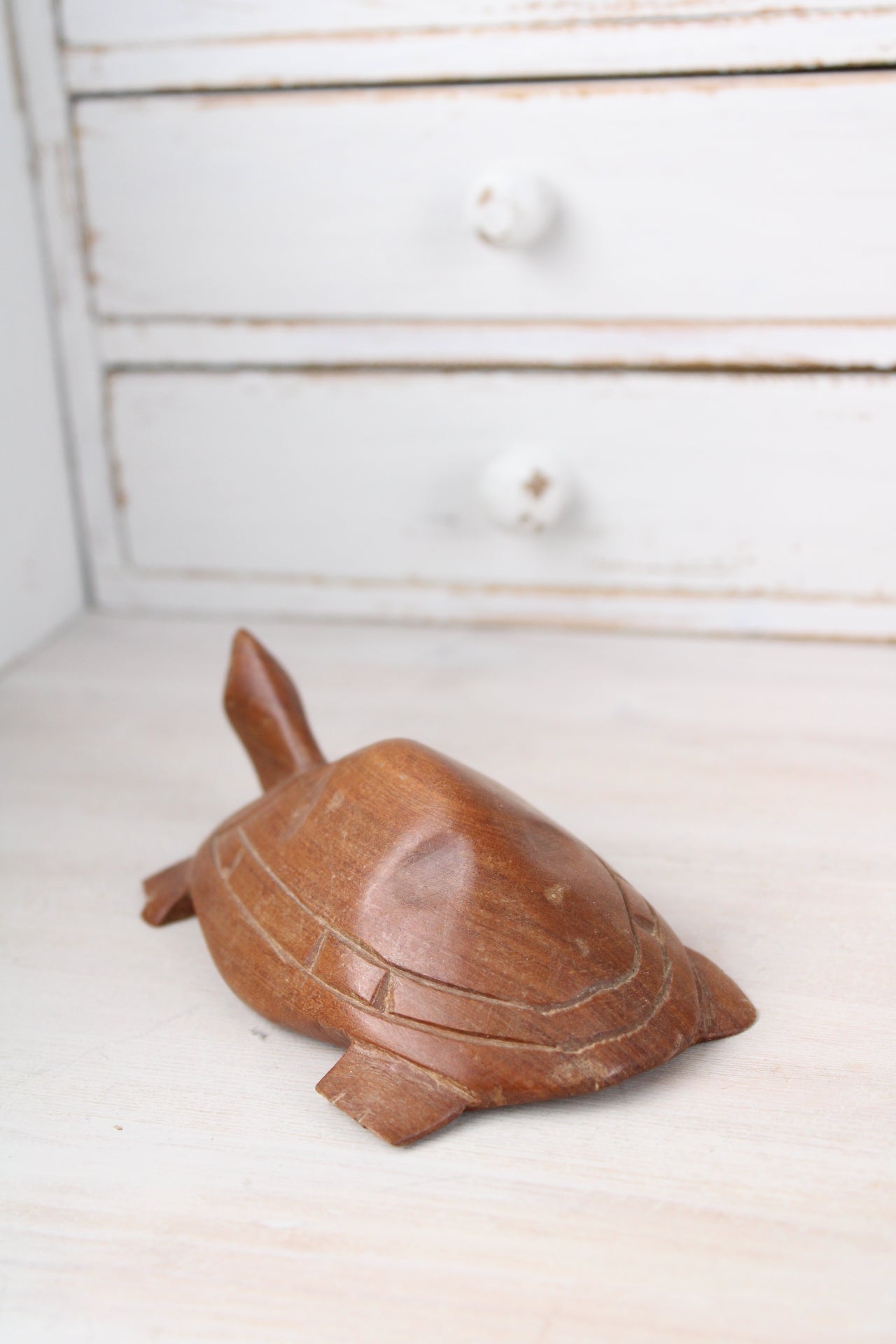 Teak Wooden Vintage Tortoise Figurine