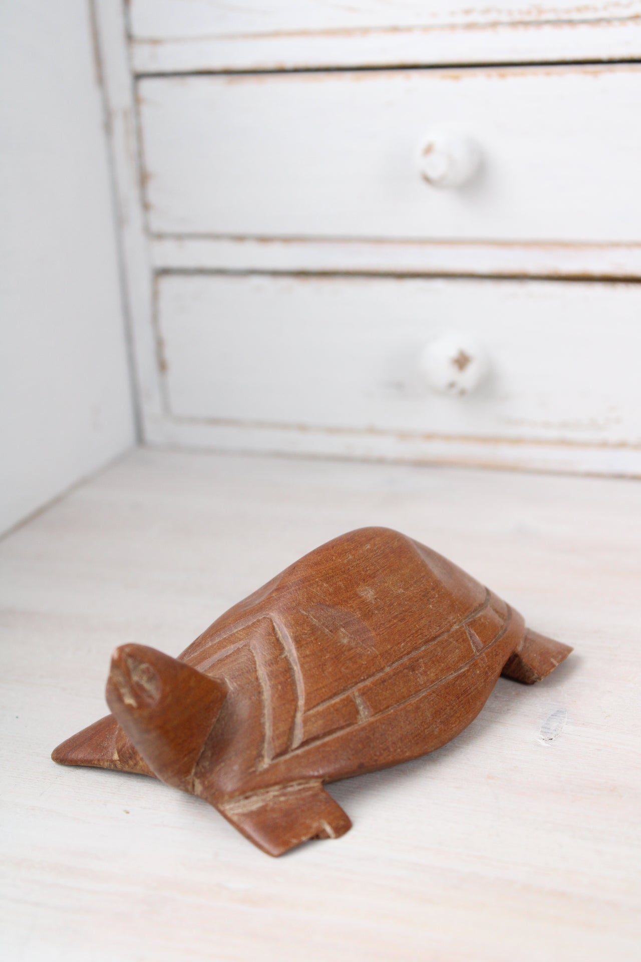 Teak Wooden Vintage Tortoise Figurine