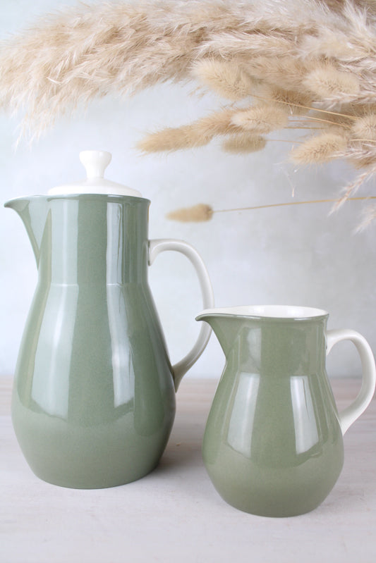Wedgwood Moss Green Coffee Pot and Milk Jug