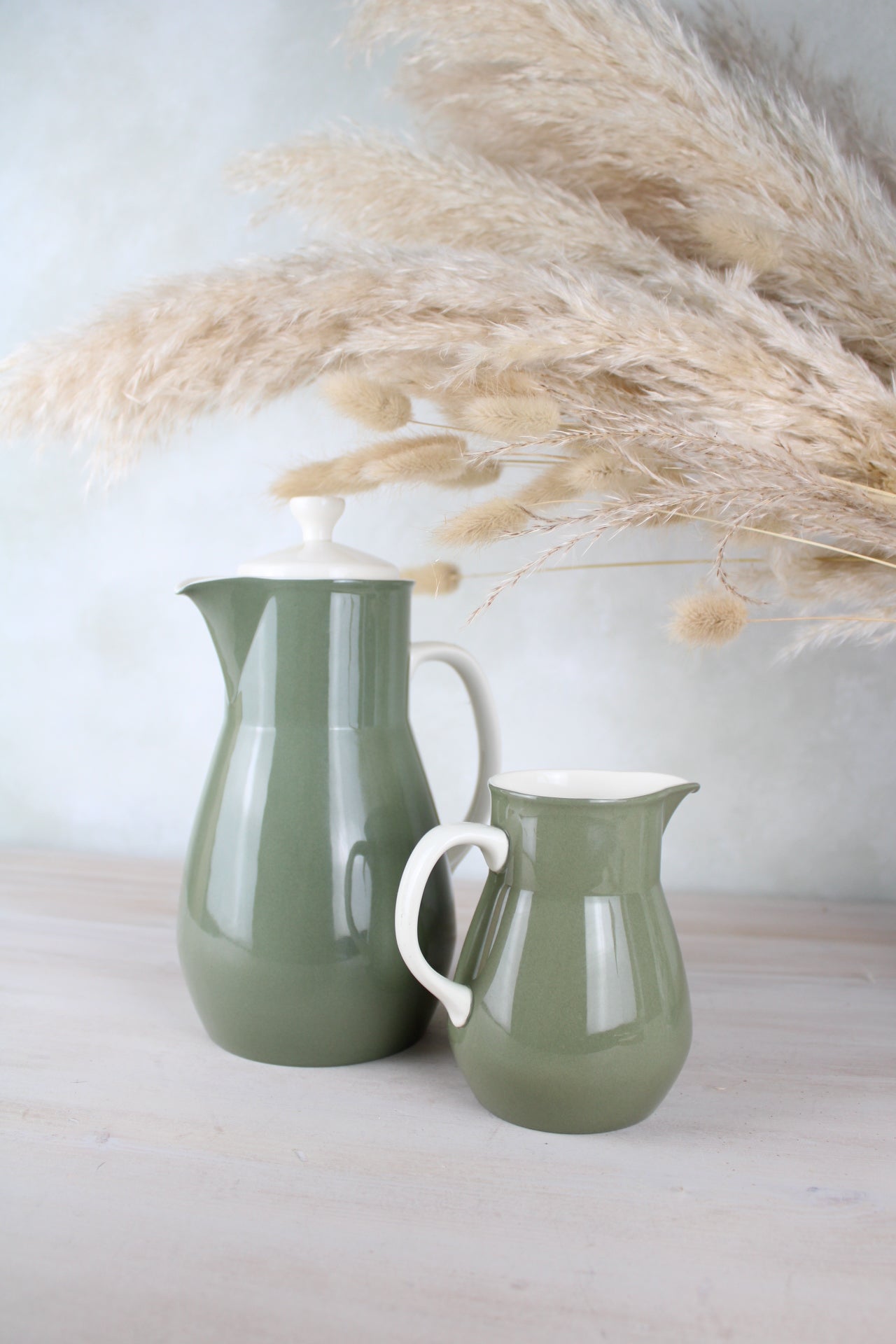 Wedgwood Moss Green Coffee Pot and Milk Jug