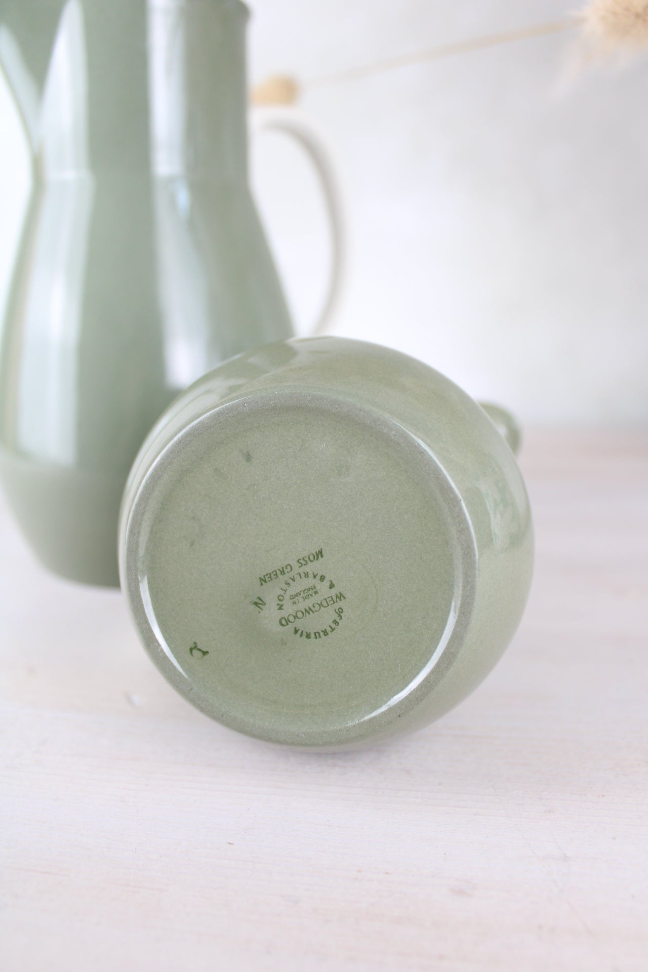 Wedgwood Moss Green Coffee Pot and Milk Jug