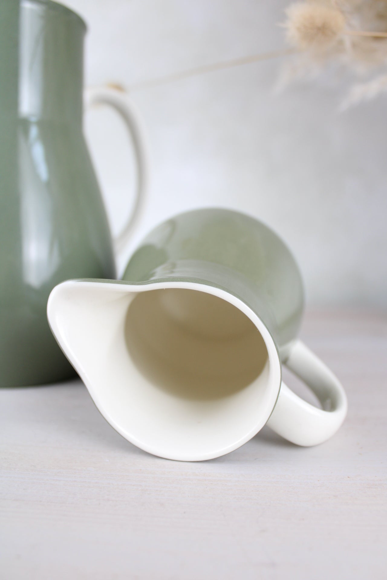 Wedgwood Moss Green Coffee Pot and Milk Jug