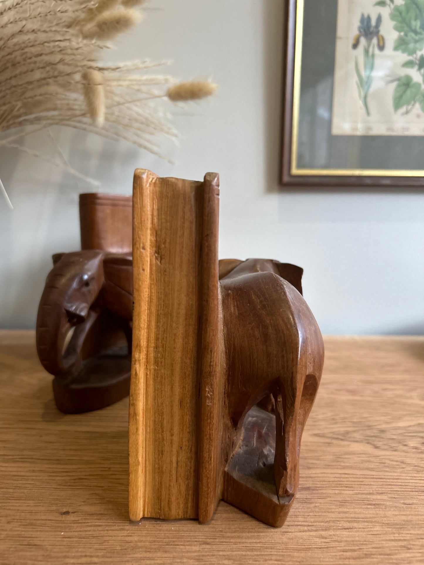 Pair of Vintage Wooden Elephant Bookends