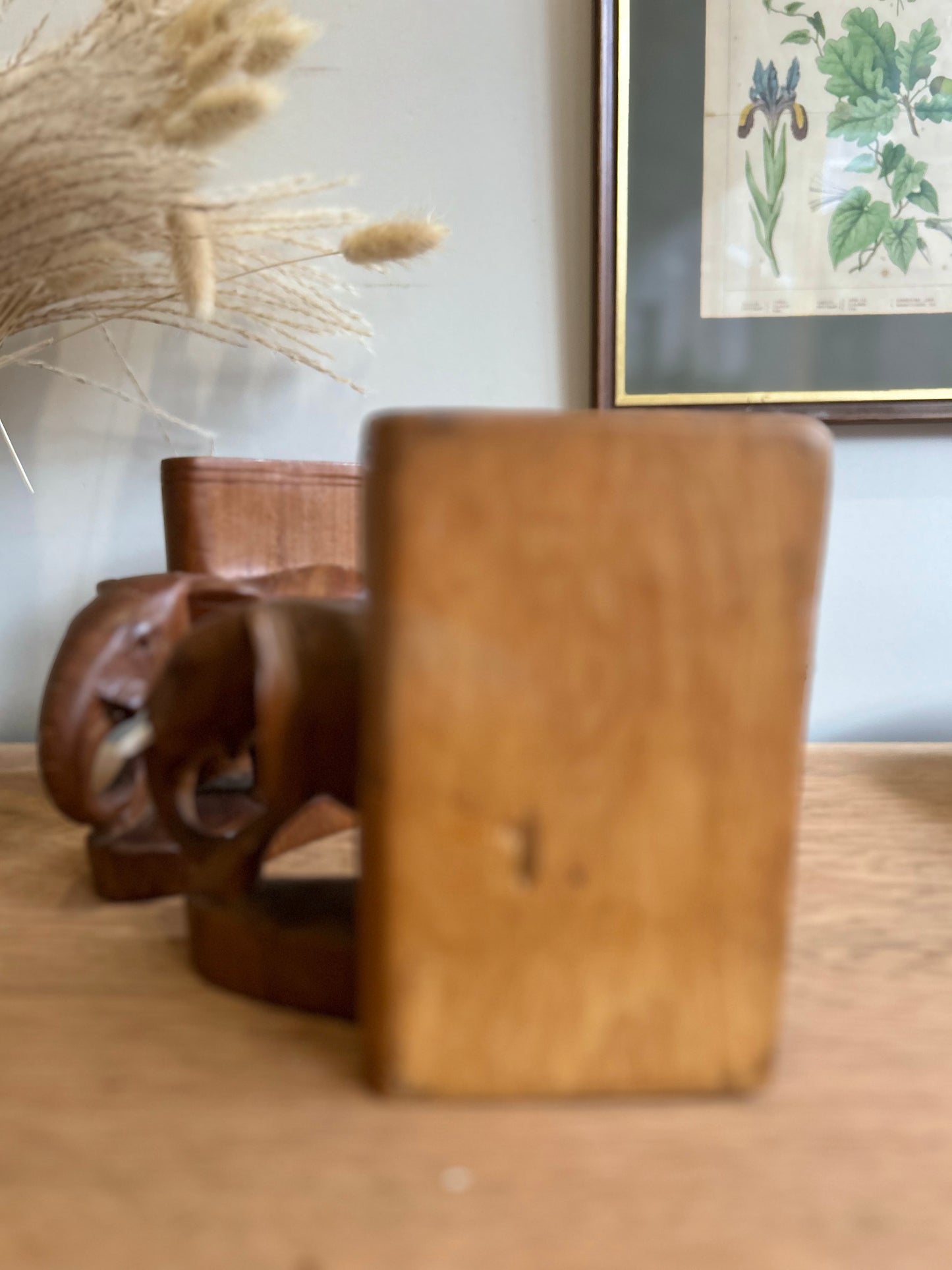 Pair of Vintage Wooden Elephant Bookends