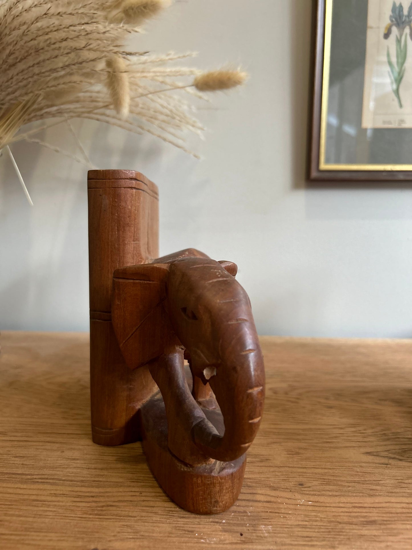 Pair of Vintage Wooden Elephant Bookends