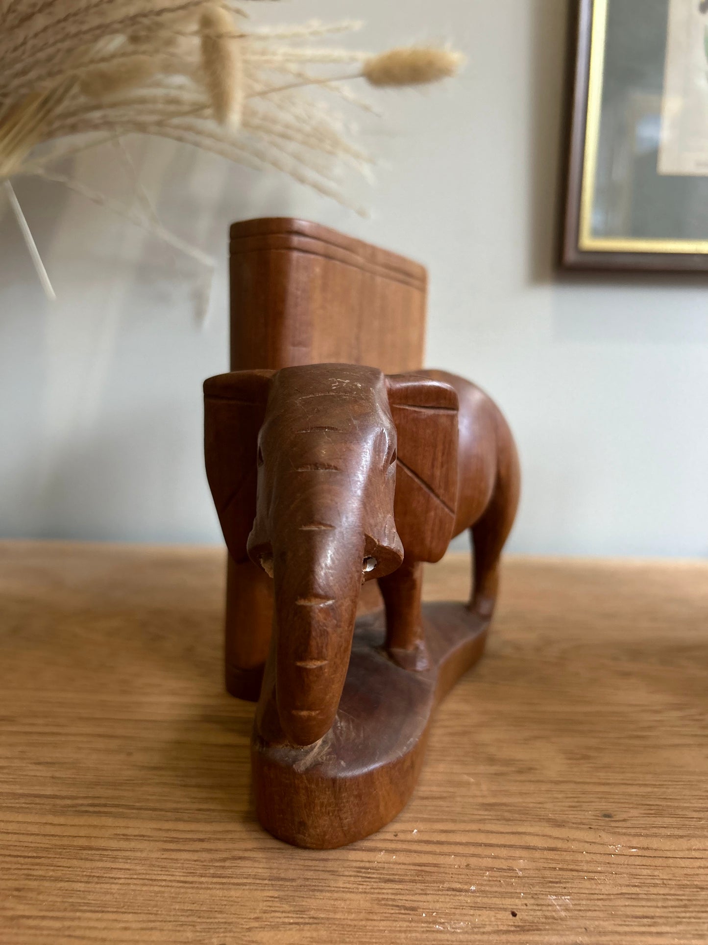 Pair of Vintage Wooden Elephant Bookends