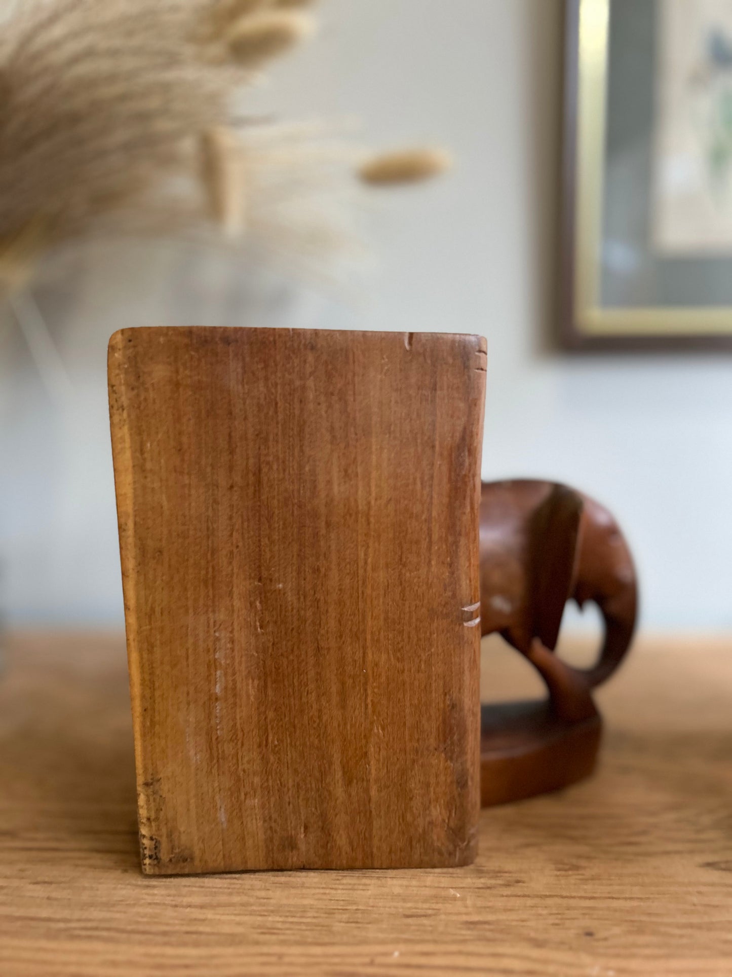 Pair of Vintage Wooden Elephant Bookends