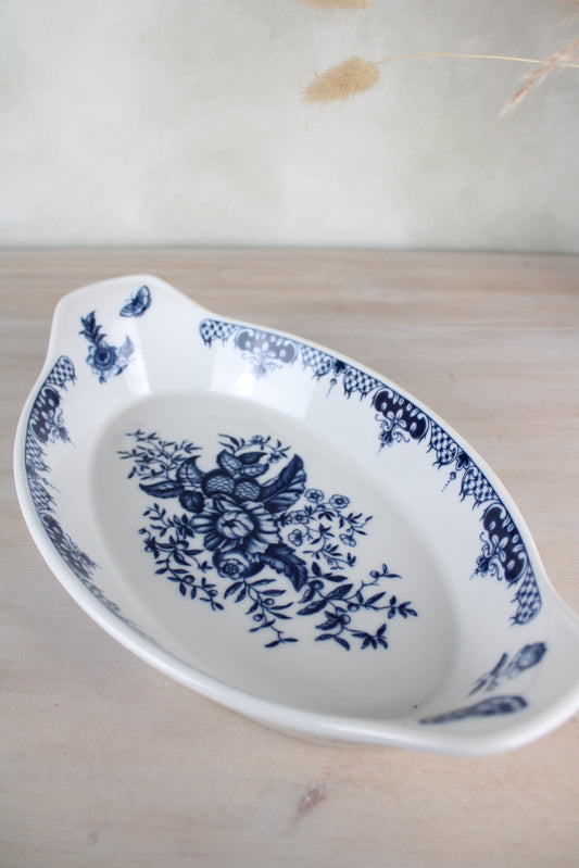 Royal Worcester Hanbury Casserole Dish in Blue and White floral Design