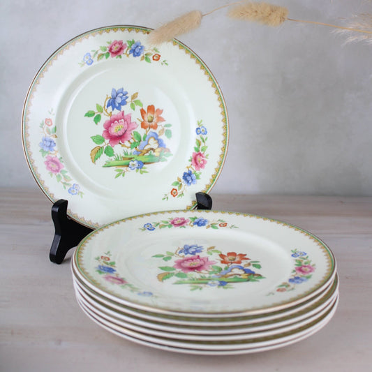 Set of 6 Portland Pottery Large Vintage Side Plates