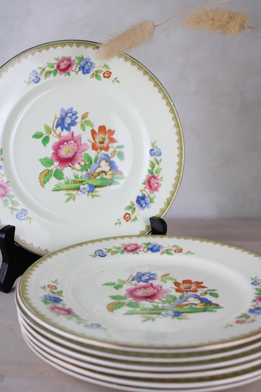 Set of 6 Portland Pottery Large Vintage Side Plates
