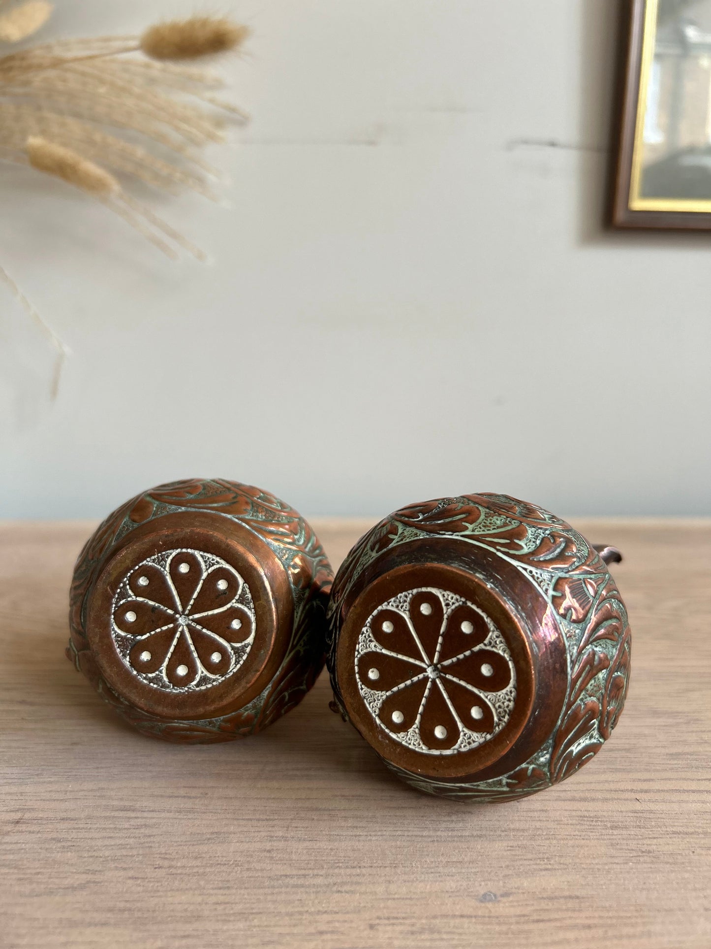 Small Copper Pitchers with Lids and Spouts