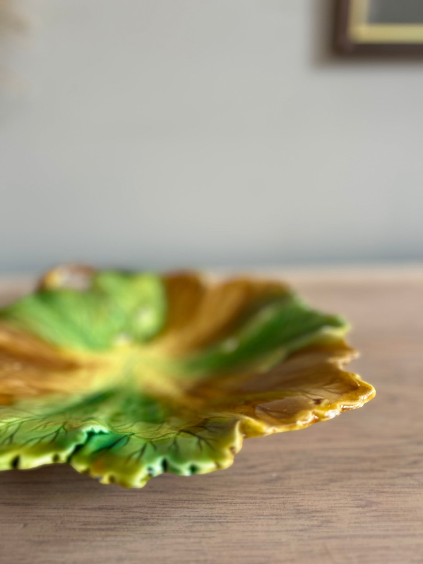 Majolica Style Leaf Shape Dish