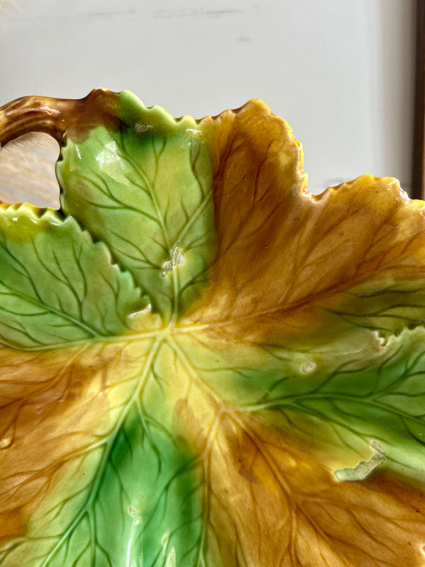 Majolica Style Leaf Shape Dish